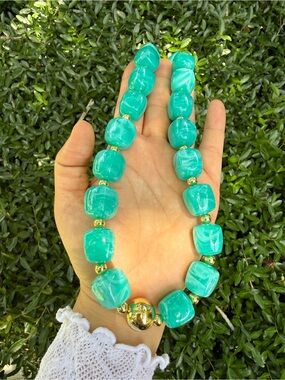 Multicolor Beaded Statement Necklace with Gold Accents